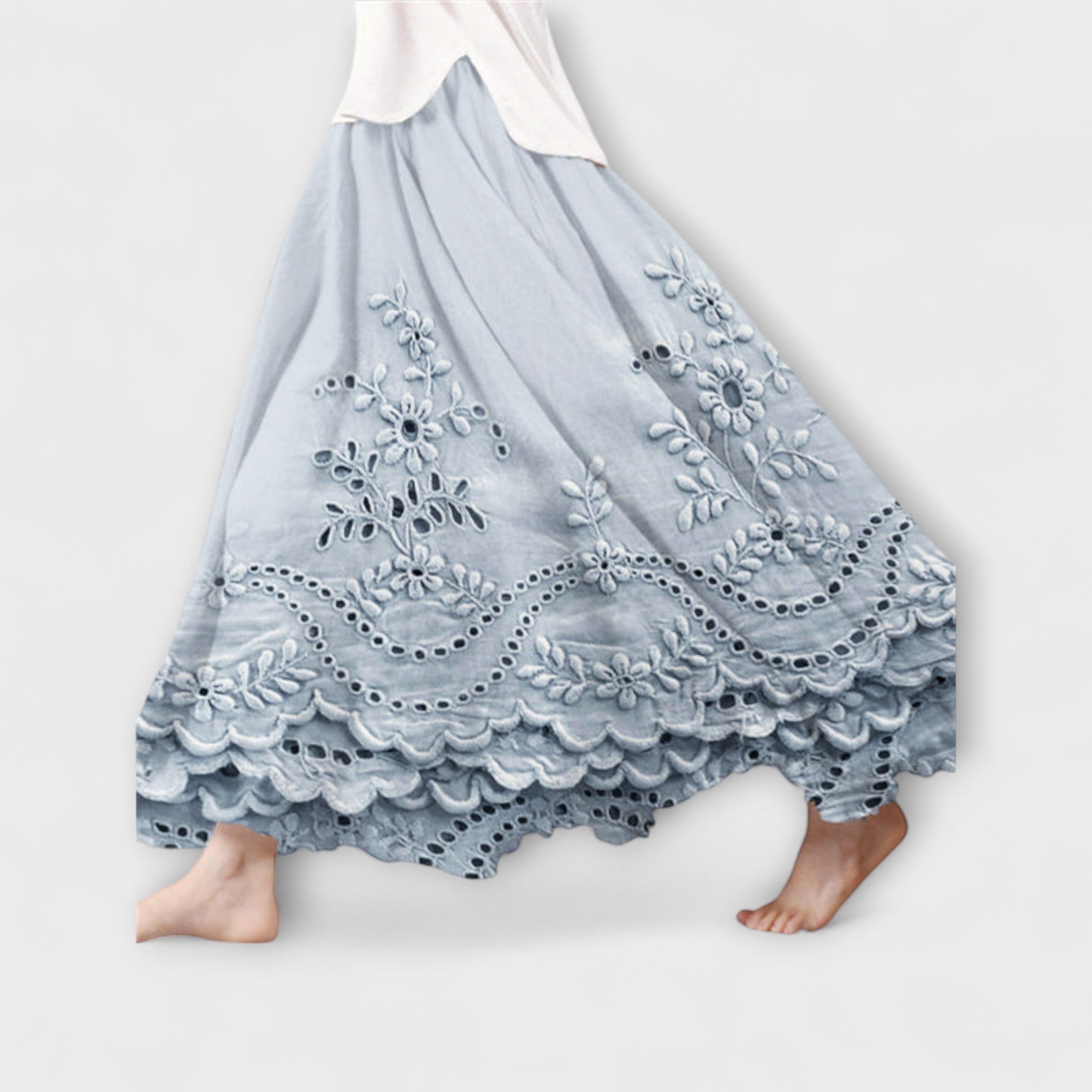 Luna – Boho Maxi Skirt with Embroidery