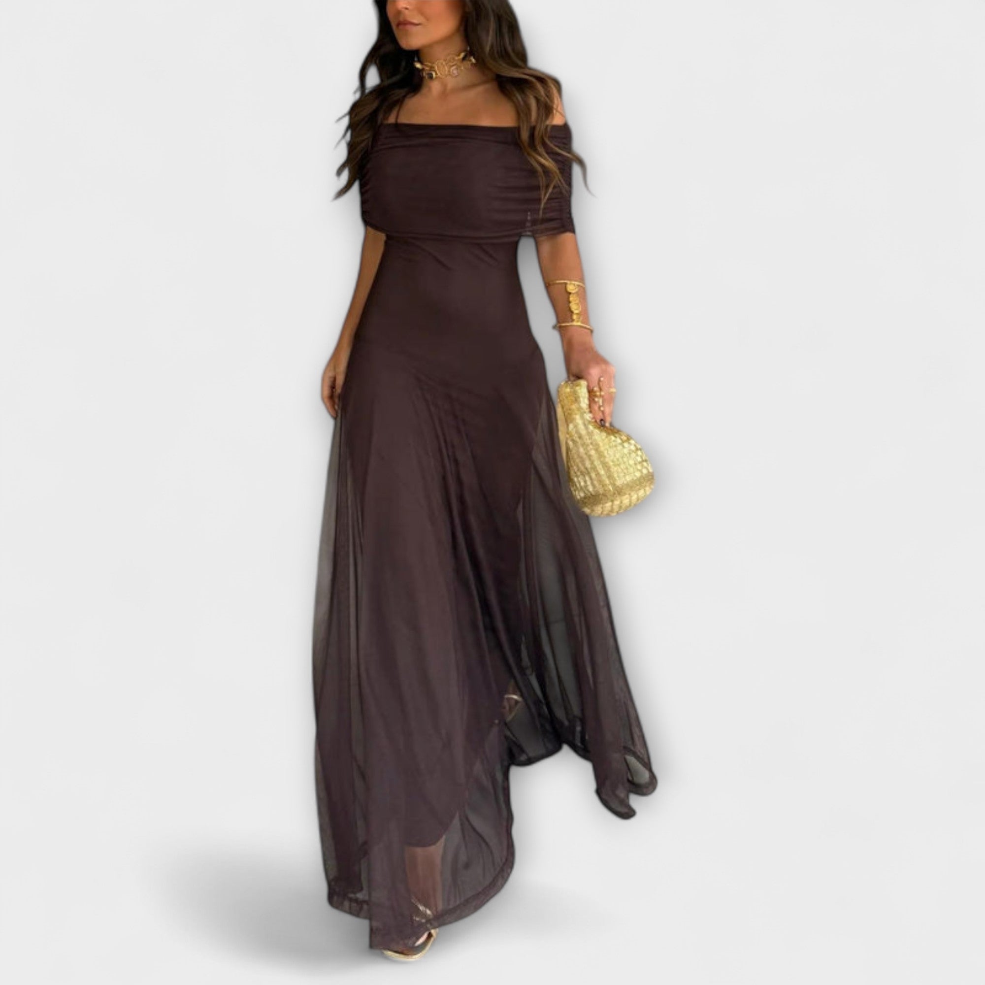 Wiese - Toledo One-Shoulder Mesh Maxi Dress