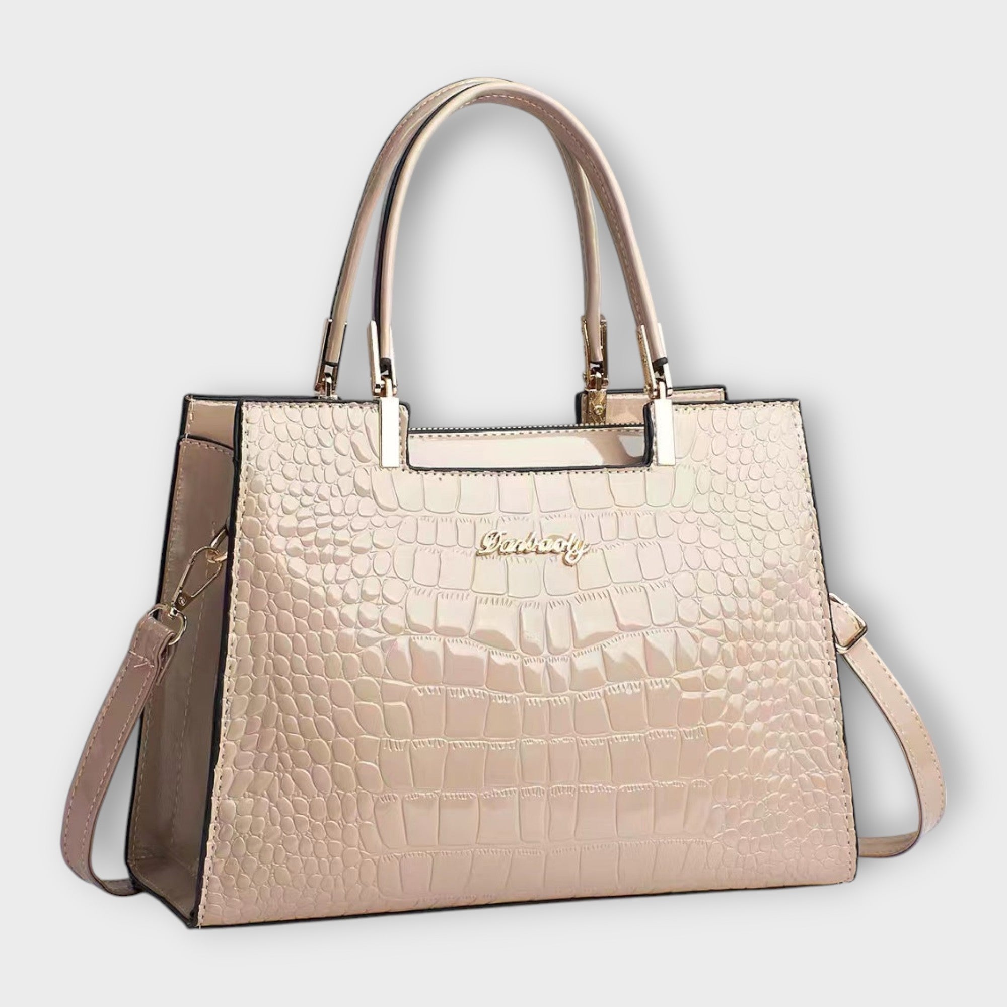 Aurellia. - Glossy Crocodile Leather Pattern Handbag